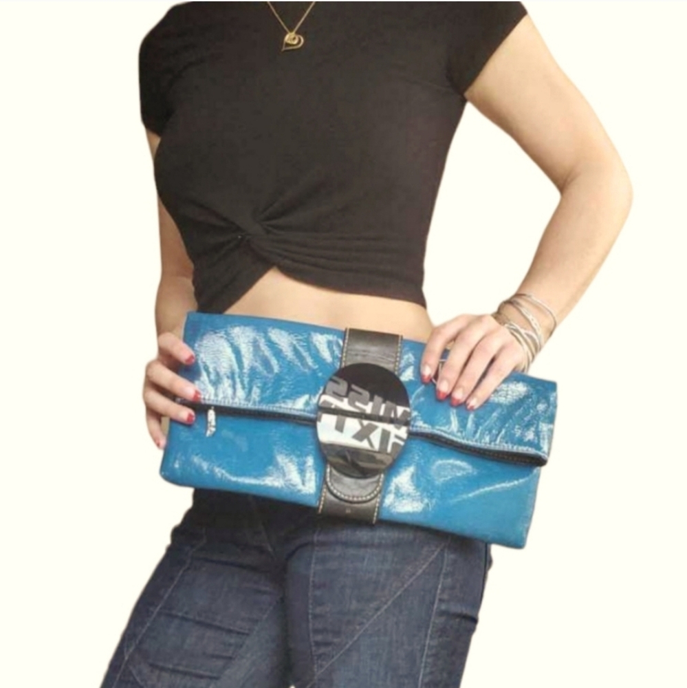 Vintage Miss Sixty Patent Lesther Folded Clutch Bag